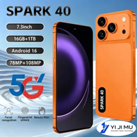 TECON Spark40 Deca Core 16G+1TB Android 16 Global 5G LTE Smartphone 7.3" 144Hz 108MP Camera Flash Memory Nouveau Arrivage