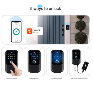 <span class=keywords><strong>Caja</strong></span> de Seguridad Inteligente con APP Tuya, Huella Dactilar, Contraseña, Tarjeta IC, <span class=keywords><strong>Caja</strong></span> de Seguridad Impermeable para Exteriores para <span class=keywords><strong>Airbnb</strong></span> y Administración de Propiedades - Product Image 5