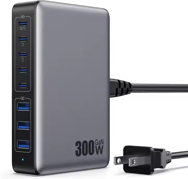 Fast Charging Hub 300W USB C Charger Block GaN IV 8-Ports Fast Charging Station USB C Laptop Desktop Charger Adapter