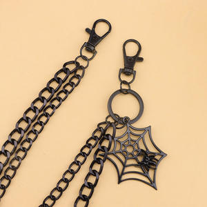 Cadena de cintura de metal de doble capa con colgante de telaraña, aleación de zinc negra, accesorio de moda hip hop para hombre, uso diario. - Product Image 3