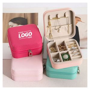 Personalized Travel Jewelry Box for Earrings Rings Necklaces-<b>Small</b> Anti-Tarnish PU Material Jewelry Promotional Gifts - Product Image 1
