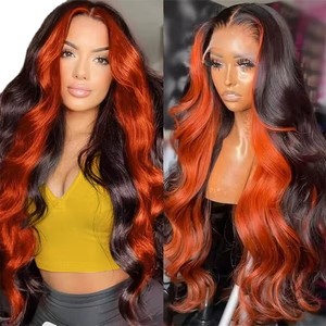 <span class=keywords><strong>Parrucche</strong></span> Frontali in Pizzo con <span class=keywords><strong>Capelli</strong></span> Umani Color Zenzero 13x4 HD Senza Colla, Parrucca Ondulata Pre-Sfoltita Brasiliana - Product Image 4