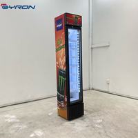 Réfrigérateur à boissons vertical commercial, fin, avec porte vitrée, dégivrage automatique, étagères réglables, affichage LED, mécanique