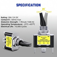 Interruptor de Palanca con Luz LED de 12V DC 30A, Interruptor Basculante de 3 Pines y 2 Posiciones (Encendido/Apagado) para Sistemas Eléctricos de Automóviles, Camiones, Embarcaciones y Barcos