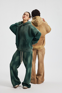 Unisex High Quality 360gsm Custom Oversize Fleece Hoodie Ink Splash Faded <b>Spray</b> <b>Dye</b> Washed Vintage Distressed Fringed Hooded - Product Image 3