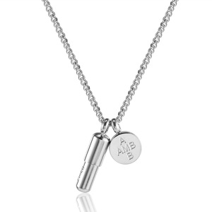 Collana con Ciondolo a Forma di Capsula in Acciaio Inossidabile, Stile Semplice e alla Moda, per Coppie, con Apertura a Vite, Antidoto dell'Amore, per Feste - Product Image 2