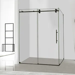95131-BK Vierkante RVS Frameloze Douchecabine met 8mm Gehard Glas, Modern Design voor de Badkamer - Product Image 2
