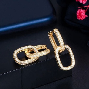 Boucles d'oreilles créoles tendance pour femmes de style européen et américain, plaquées or, bijoux en diamant - Product Image 6