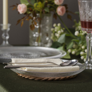 Vente directe d'usine en gros <span class=keywords><strong>Assiette</strong></span> à dîner transparente en <span class=keywords><strong>verre</strong></span> à rayures Ensemble de trois pièces <span class=keywords><strong>Assiette</strong></span> de présentation pour mariage Événement - Product Image 5
