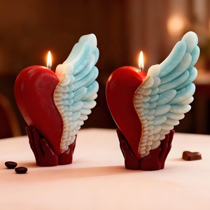 DM1255 mano che tiene il cuore a forma di mezza ala di forma di candela in <span class=keywords><strong>Silicone</strong></span> <span class=keywords><strong>stampi</strong></span> in resina per fusione di sapone di cera per aromaterapia candela stampo per decorazione - Product Image 5