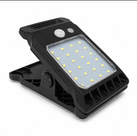 Lampes solaires à capteur extérieur, mini lampe LED solaire étanche à fixation par pince pour jardin, clôture, patio, tente, garde-corps, utilisation d'urgence