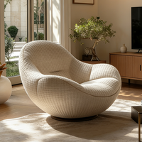 Canapé ballon design, siège rotatif, fauteuil tendance en velours teddy, surdimensionné, inclinable, élégant, décoration d'intérieur
