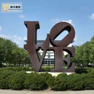 Escultura de acero inoxidable con diseño de letras de amor Jia Hua, decoración geométrica para exteriores con montaje en suelo. - Product Image 4