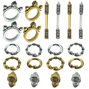 Colgante de la serie Wukong en plata antigua y oro, accesorio de joyería DIY para pulsera o collar, unisex, para uso diario. - Product Image 5