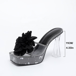 Sandales élégantes, sexy et tendance à talons hauts, à bout carré, transparentes et imperméables, avec <span class=keywords><strong>plateforme</strong></span> à bout carré - Product Image 5