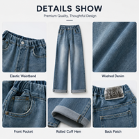 Jeans en denim à jambe large pour enfants, taille élastique, délavage vintage, coupe ample, pantalon baggy pour tout-petits garçons et filles, tenue décontractée pour la rentrée scolaire