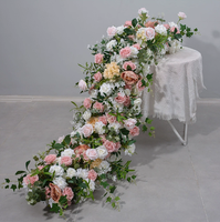 Chemin de table en fleurs de soie de luxe personnalisé, centre de table floral romantique écologique pour la décoration de table à manger, décorations de mariage