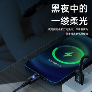 Fishing Net Sand Woven Fast Charging Data <b>Cable</b> Type C 1M 2M With Led Breathing Light For Mobile Phone Charging - Product Image 1