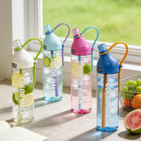 Bouteille d'eau sportive nouvelle conception en gros, type paille, portable, pour fitness et activités de plein air, en plastique, pour hommes et femmes