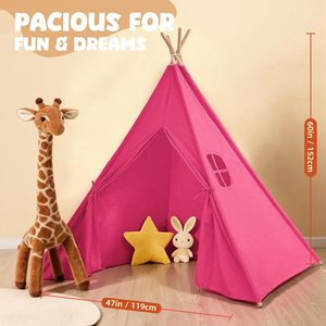 Tente de jeu tipi <span class=keywords><strong>rose</strong></span> pour enfants, <span class=keywords><strong>grande</strong></span> tente pour enfants, maison de jeu pour tout-petits, jouets pour bébés - Product Image 2