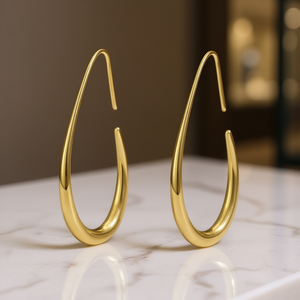 Gold Plated <b>Black</b> and Gold Water Drop Hoop <b>Earrings</b> <b>for</b> <b>Women</b> Minimalist Everyday Wear Fine Jewelry Yellow Gold Dangle - Product Image 2