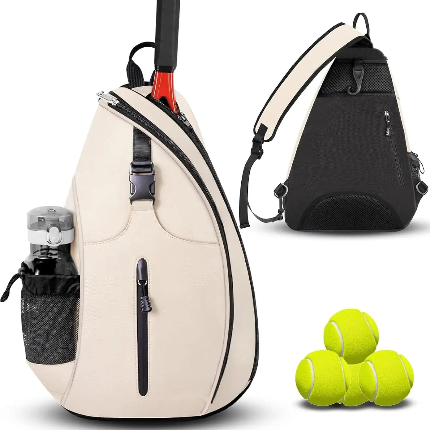 Customized Tennis Bag  Tennis Sling Backpack Crossbody Water Resistant for Men Women  Holds Tennis Badminton Pickleball Rackets