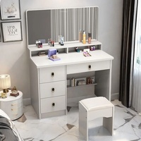Coiffeuse moderne simple en bois avec grand miroir, design multifonctionnel et démontable pour chambre à coucher et petit appartement