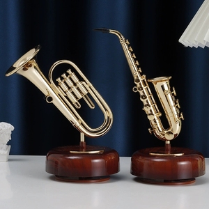 Boîte à musique de bureau créative classique littéraire avec saxophone et trompette pour cadeau d'anniversaire - Product Image 4