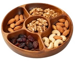 Prato Circular de 5 Compartimentos em Madeira de Acácia, Ideal para Camping - Bandeja para Frutas, Nozes, Doces, Sobremesas e Aperitivos - Product Image 2