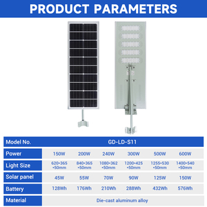 Lámpara Solar LED Integrada Todo en Uno de Aluminio Fundido a Presión, Impermeable IP65, de 150w, 200w, 240w, 300w, 500w, 600w, Directo de Fábrica - Product Image 2
