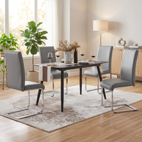 Chaise de salle à manger moderne en cuir PU courbé avec pieds en métal, dossier haut – Mobilier de cuisine et de maison de luxe léger
