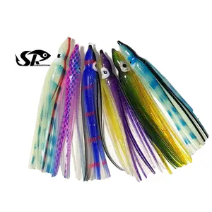 SUPERIORFISHING Octopus Hoochies 12cm 4.5" Tuna Trolling Squid Lures Octopus Skirt PVC Soft Squid Saltwater Fishing Lure GO301