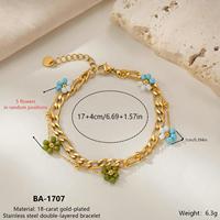 Bracelet Joycore en acier inoxydable perlé, plaqué or 18 carats, double chaîne gourmette, inaltérable, esthétique estivale