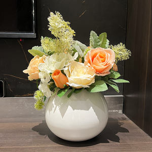 समकालीन आधुनिक गोल सिरेमिक मिट्टी के बरतन सादे सफेद डिजाइन के लिए सरल सफेद डिजाइन उपयुक्त घर का उपयोग शीर्ष तालिका वेस - Product Image 1