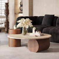 Table basse en travertin naturel faite à la main, design moderne et luxueux, petite table à thé en bois pour petit salon ou maison d'hôtes