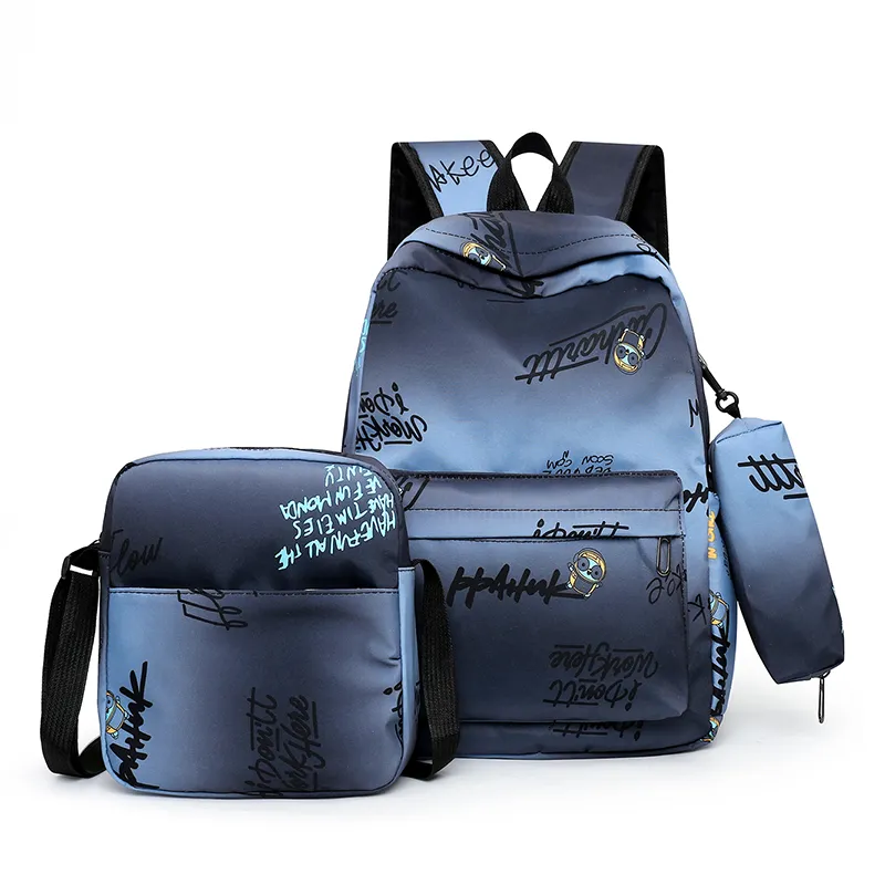 नई गर्म बेच 3 टुकड़ा सेट प्यारा नायलॉन बैग लंबी पैदल यात्रा किशोरों के लिए स्कूल backpacks फैशनेबल स्कूल बैग मध्य पुस्तक bagpack स्कूल
