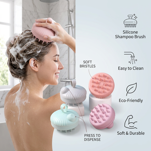 OEM ODM Silicone Shampoo Brush Soft Scalp Massager <b>Hair</b> Scalp <b>Scrubber</b> Deep Cleaning BPA Free Custom Logo - Product Image 1