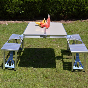 Ensemble de <span class=keywords><strong>table</strong></span> et de chaises pliantes en alliage d'aluminium moderne de haute qualité avec trou pour parasol, portable pour la plage, le pique-nique, le camping - Product Image 5