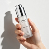 Flacon pompe airless de luxe à mécanisme rotatif 30ml 50ml 15ml, flacon pompe airless pour sérum, flacon crème/lotion givré blanc avec pompe argentée