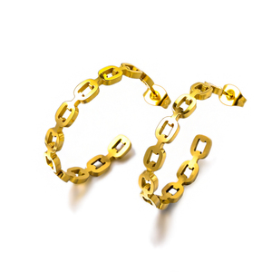 Pendientes de aro con diseño de corazón hueco en forma de C hipoalergénico, joyería elegante de acero inoxidable de estilo Simple, regalo delicado para amantes - Product Image 2