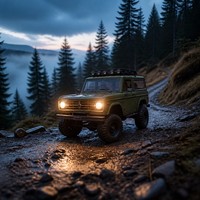 Voiture télécommandée RC Rock Crawler SUV 4x4 verte tout-terrain, style vintage 2 portes, homologuée EN71 CE pour adultes