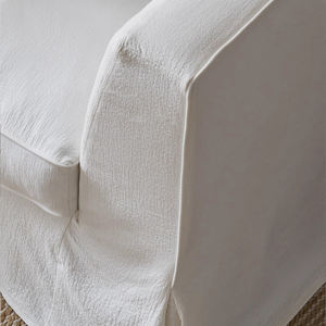 أريكة قماشية قابلة للغسل من الكتان والقطن بتصميم نورديك، أريكة سحابية حديثة وبسيطة بيضاء اللون بمقعدين مع حشوة ريش لغرفة المعيشة - Product Image 5