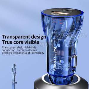 Cargador de Coche Transparente con Doble USB de 12V-24V, 30W PD + QC4.0, Carga Súper Rápida para Apple, Huawei, Xiaomi, Oppo, Vivo - Product Image 4