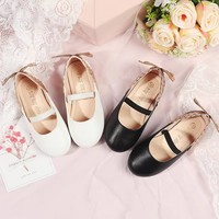 Chaussures plates pour filles en gros, printemps-automne, chaussures de princesse à nœud à semelle souple, ballerines antidérapantes pour tout-petits et enfants