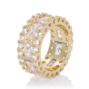 Bague personnalisée en argent 925 plaqué or 18 carats avec moissanite GRA VVS taille baguette et coupes mélangées, style Hip Hop Iced Out Bling, pour la vente en gros, fournisseur B2B - Product Image 1