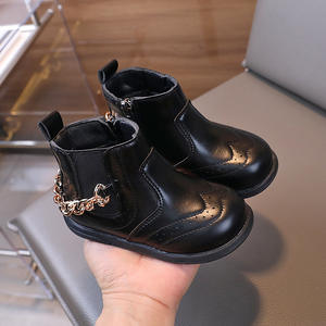 Bottes basses en cuir pour enfants, filles et garçons, mode, semelle souple en TPR, noir/marron, printemps/automne - Product Image 3