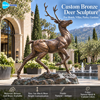 Sculpture de cerf en bronze élégante, moulage à la cire perdue, statue d'animal sauvage, décoration extérieure personnalisée pour hôtel, villa, jardin, paysage