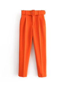 <span class=keywords><strong>Pantalon</strong></span> Décontracté pour <span class=keywords><strong>Femme</strong></span>, Légère Élasticité, Coupe <span class=keywords><strong>Slim</strong></span> et Taille Affinante, Ceinture Incluse, Couleur Unie, Jambe Droite, <span class=keywords><strong>Pantalon</strong></span> Cropped - Product Image 4