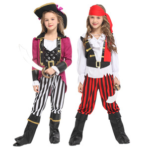 Ensemble de costumes de pirate pour enfants filles, tenue de spectacle d'Halloween, pantalon rayé et robe avec chapeau et épée - Product Image 5