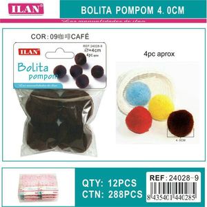Il Bolita <span class=keywords><strong>Pompon</strong></span> 4.0 Cm Café Fibre de Laine Décorations Artisanales - Product Image 1